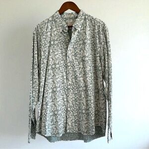 J. Crew Organic Cotton Sea Green Floral Slim Fit Button Down Long Sleeve Shirt